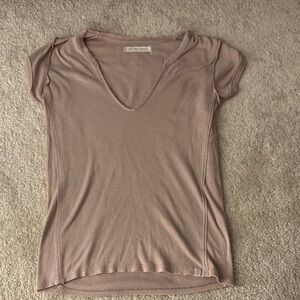 Free People Mauve V-Neck Short Sleeve Top